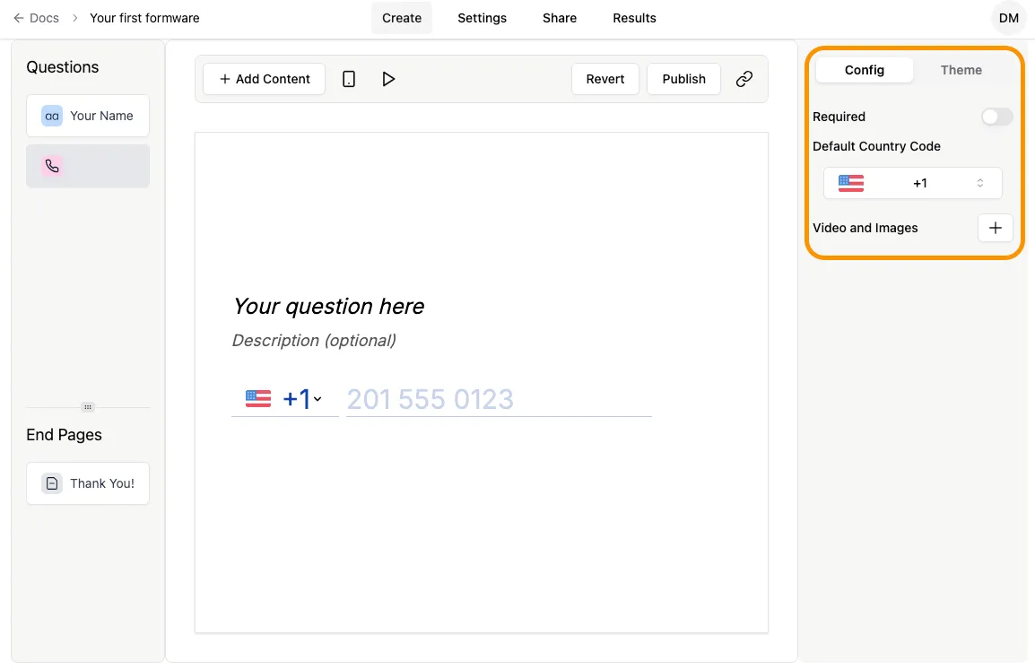 Question settings