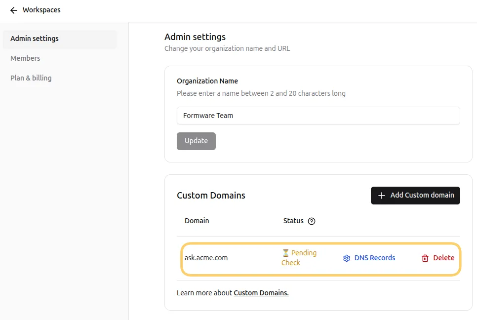 New Domain Pending Check