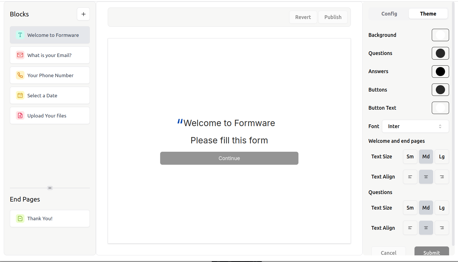 Formware, create and share forms for free.