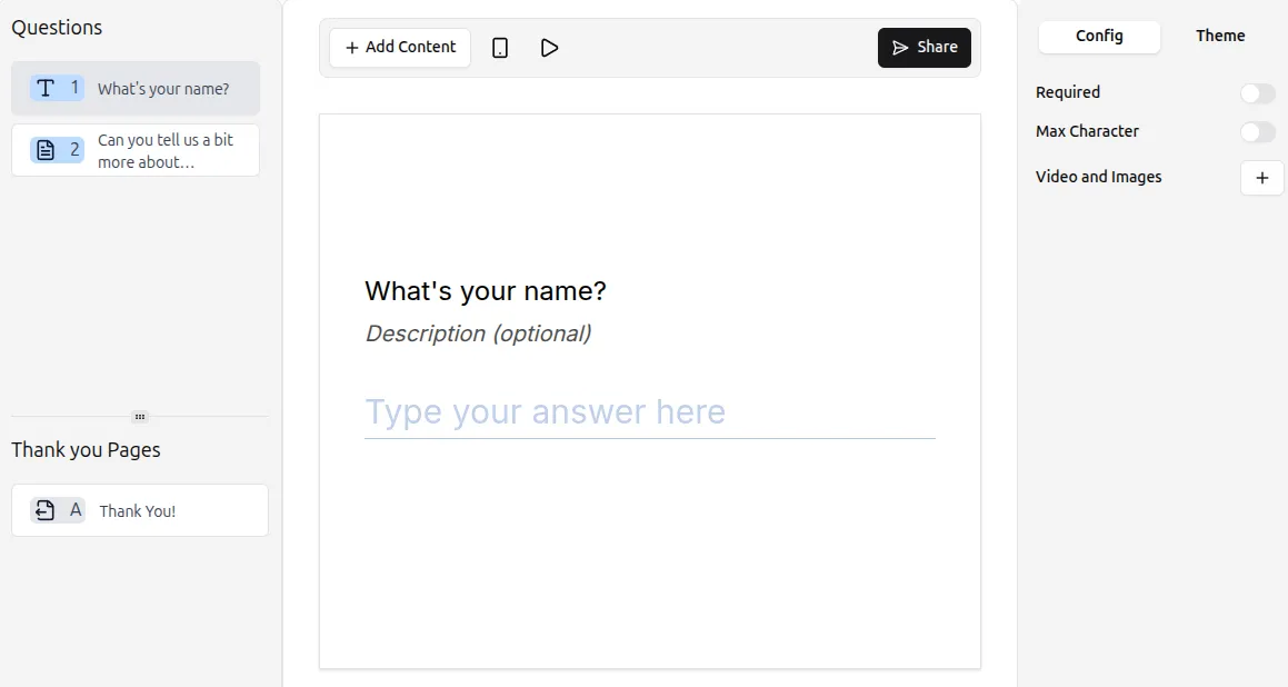 Short Text Question
