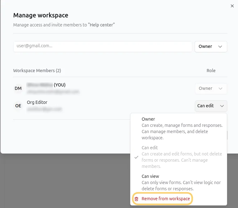 Remove Workspace Member