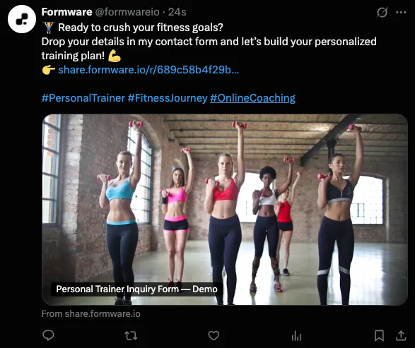Form preview on X